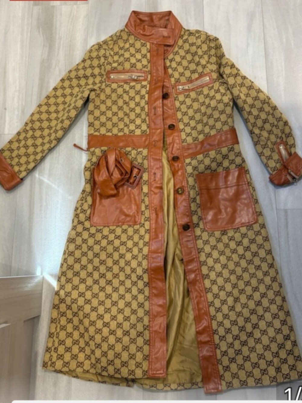 INSPo Leather Trim Monogram Long Jkt✨🔥🔥🔥 - Picture 4 of 10